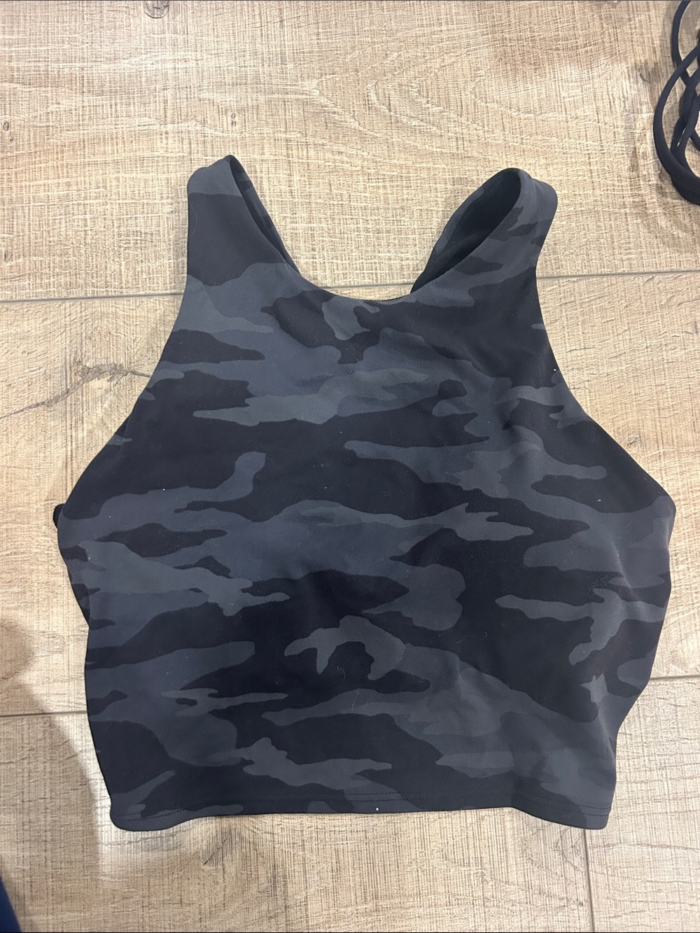 Athleta Dark Gray Camo High Neck Sports Bra